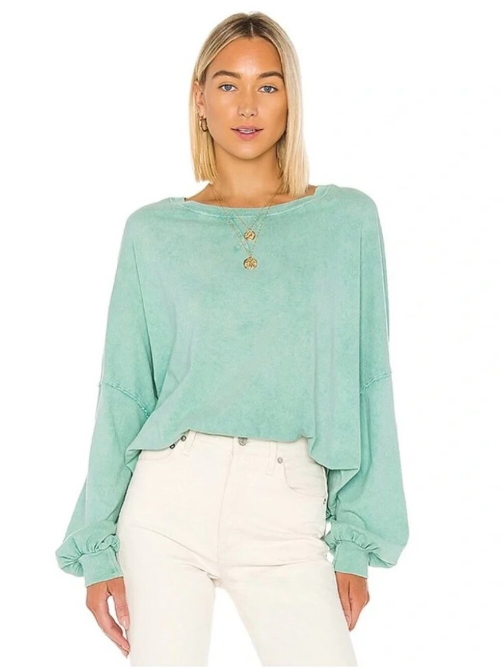 Free People We The Free Mint Long Balloon Sleeve 213 Tee